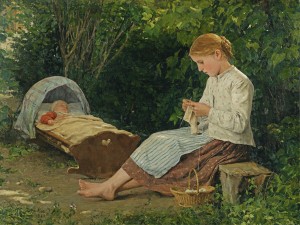 Knitting and watching for the baby